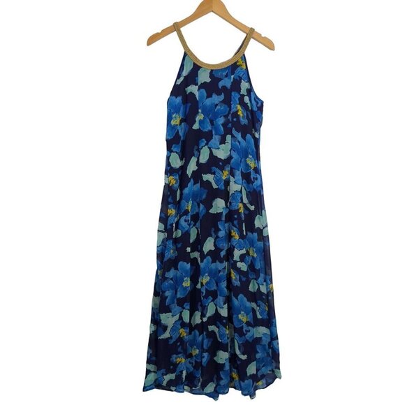 Charming Charlie Maxi Dress Womens Small Blue Floral Sleeveless Long - Picture 2 of 10